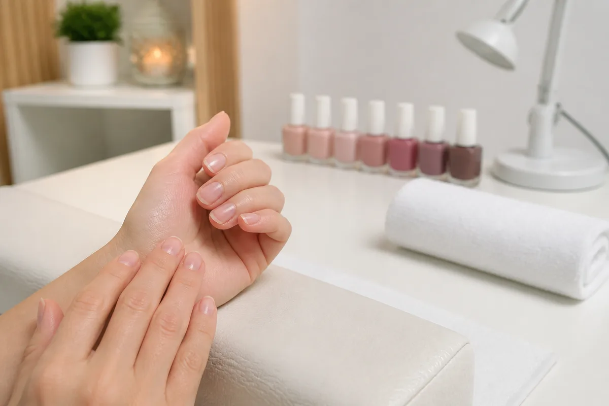 Ongles courts en cours de repousse avec contour hydraté