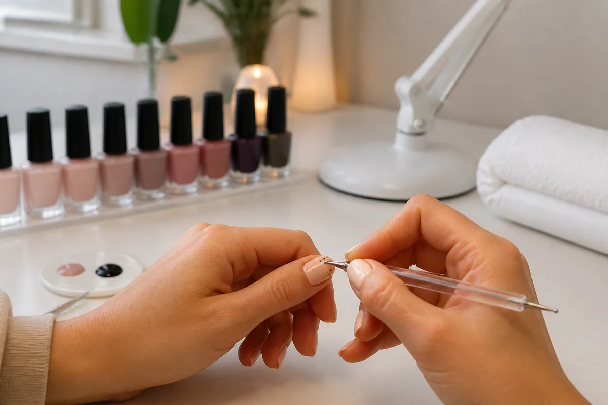 Application d’un motif simple à la pointeuse sur un ongle